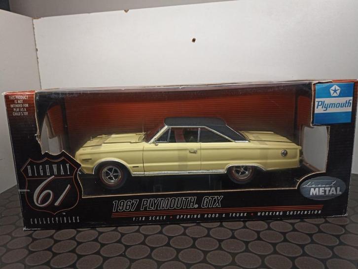 Plymouth GTX 1967 Highway 61, Hobby en Vrije tijd, Modelauto's | 1:18, Zo goed als nieuw, Auto, Overige merken, Ophalen of Verzenden