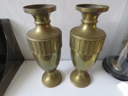 Paire de vases vintage Art Nouveau cuivre/laiton, Antiquités & Art, Antiquités | Vases, Enlèvement ou Envoi