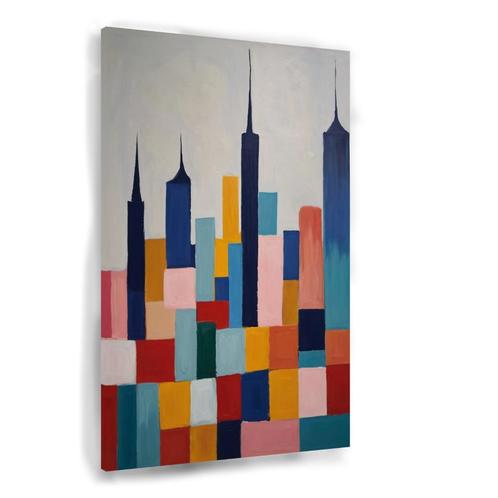 Toile Skyline aux formes et aux couleurs 60x90cm - 18mm., Maison & Meubles, Accessoires pour la Maison | Décorations murale, Neuf