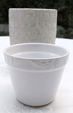 beau pot de fleur en terre cuite vernissée blanche, Intérieur, Terracotta, Rond, Moins de 25 cm