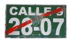 Vintage metalen straatnaambordje CALLE 9 28-07 Colombië, Verzamelen, Ophalen of Verzenden, Gebruikt