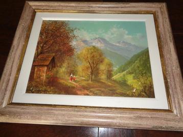 H. Glassl - Belle peinture avec un magnifique cadre en chêne