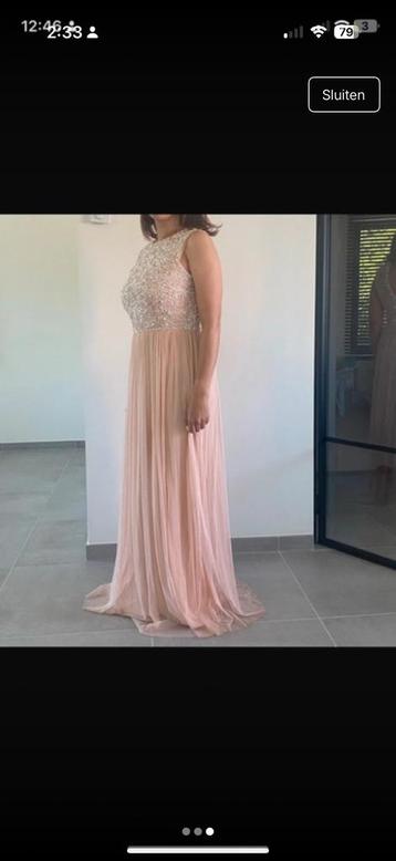 Avondjurk van mesh met pailletten in felroze, Neuf, Taille 38/40 (M), Rose, Enlèvement