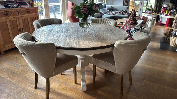 stoelen Rivière Maison, Huis en Inrichting, Stoelen, Zo goed als nieuw, Vier, Hout, Stof, Overige kleuren, Ophalen of Verzenden