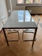 Table en verre + 4 chaises Ikea, 150 à 200 cm, Cinq personnes ou plus, Comme neuf, Enlèvement