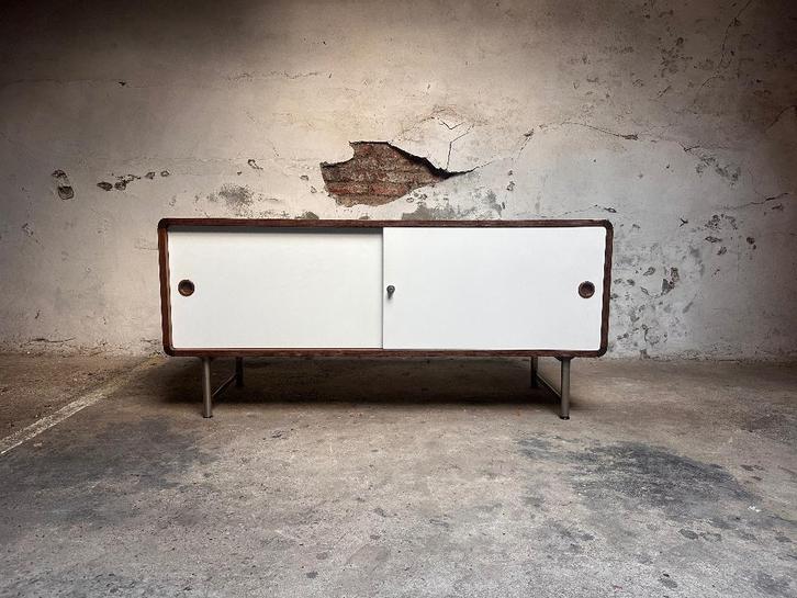 Vintage dressoir Pastoe – wengé & witte schuifdeur, Huis en Inrichting, Kasten | Dressoirs, Zo goed als nieuw, 100 tot 150 cm