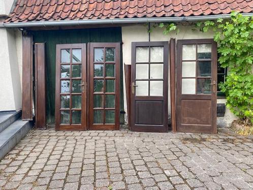 Binnendeuren met ruitjes in geslepen glas, Doe-het-zelf en Bouw, Deuren en Vliegenramen, Gebruikt, Glas, Hout, Ophalen