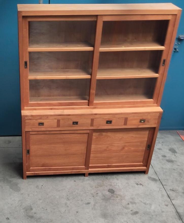Teak vitrinekast, Huis en Inrichting, Kasten | Vitrinekasten, Zo goed als nieuw, 200 cm of meer, 150 tot 200 cm, 25 tot 50 cm