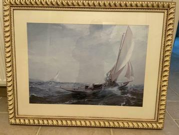 Mooi kader met afbeelding van een boot beschikbaar voor biedingen