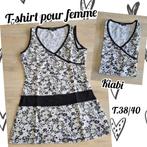 T-shirt SM pour femme-noir et blanc-Kiabi-T 38/40, Maat 38/40 (M), Zwart, Ophalen of Verzenden, Kiabi