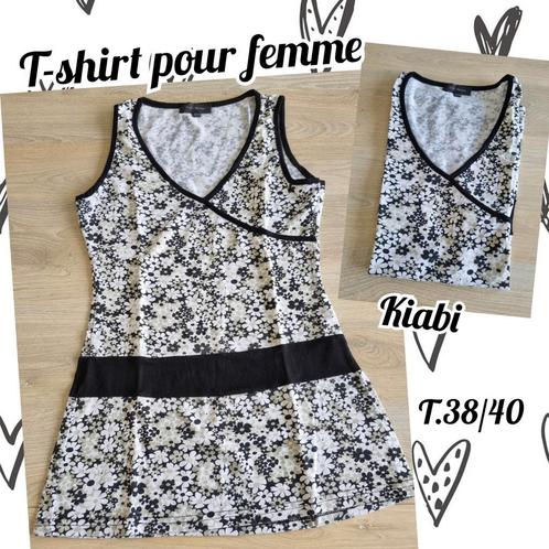 T-shirt SM pour femme-noir et blanc-Kiabi-T 38/40, Kleding | Dames, T-shirts, Gedragen, Maat 38/40 (M), Zwart, Zonder mouw, Ophalen of Verzenden