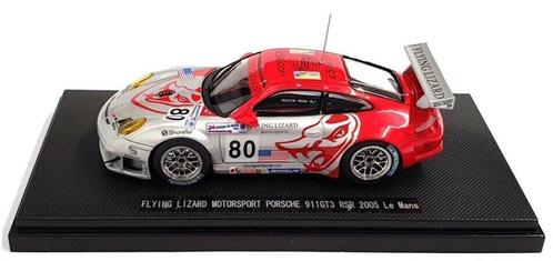 1:43 Ebbro Porsche 911 GT3 RSR 2005 LeMans 24h flying lizard, Hobby en Vrije tijd, Modelauto's | 1:43, Zo goed als nieuw, Auto