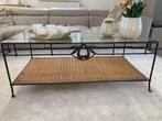 Salontafel bovenaan glas, onderaan geweven, Huis en Inrichting, Ophalen, Gebruikt, Glas