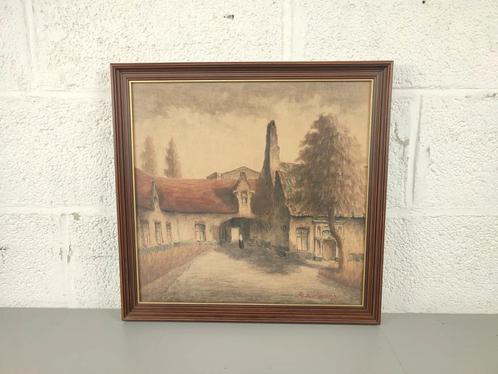 Pasteltekening George Lammens: begijnhof Brugge, Antiek en Kunst, Kunst | Schilderijen | Klassiek, Ophalen of Verzenden