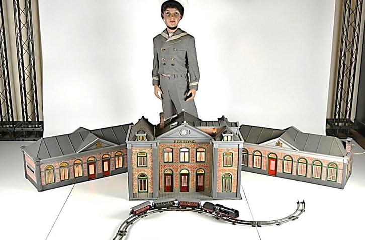 XL Vintage Schaalmodel Treinstation, Prijs = vr 3 gebouwen !, Antiek en Kunst, Antiek | Speelgoed, Ophalen