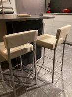 Barkruk ecru met leuning, Ophalen, Met voetsteun, Zo goed als nieuw, Metaal