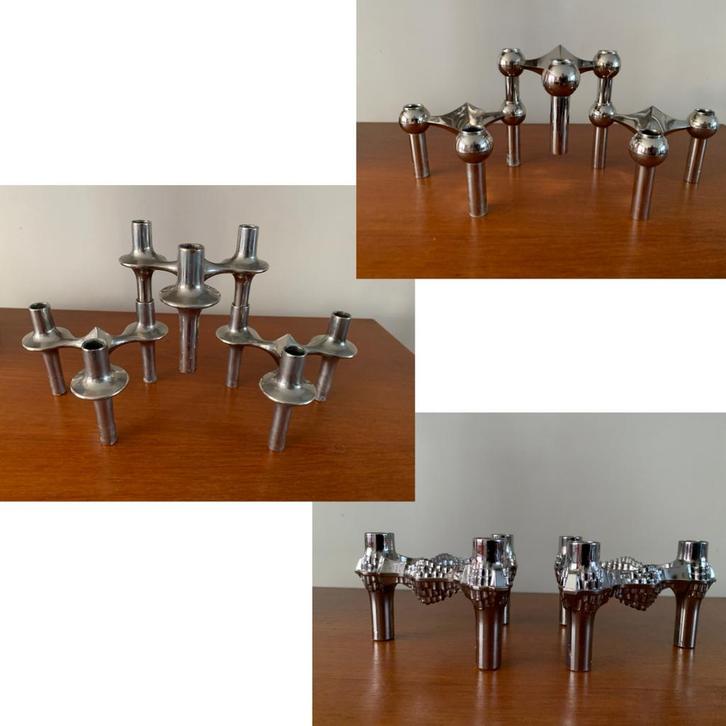 Vintage kaarsenhouderset Nagel, Huis en Inrichting, Woonaccessoires | Kandelaars en Kaarsen, Gebruikt, Metaal, Ophalen