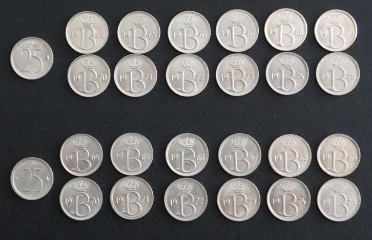 Volledig set van 25 centiemen BelgIë Nl & FR 1964 - 1975, Postzegels en Munten, Munten | België, Setje, Overig, Ophalen of Verzenden