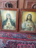 2 cadres antiques avec Jésus et Marie, Antiquités & Art, Enlèvement ou Envoi