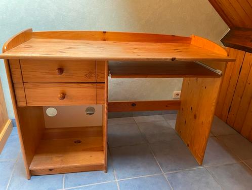Bureau enfant pin 2 tiroirs et tablette coulissante, Huis en Inrichting, Bureaus, Gebruikt, Bureau, Ophalen