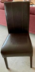 6 donkerbruine lederen stoelen Henzel & Hazel, Ophalen, Bruin, Hout, Vijf, Zes of meer stoelen