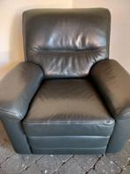 Grijze lederen fauteuil, Huis en Inrichting, Ophalen of Verzenden, Gebruikt