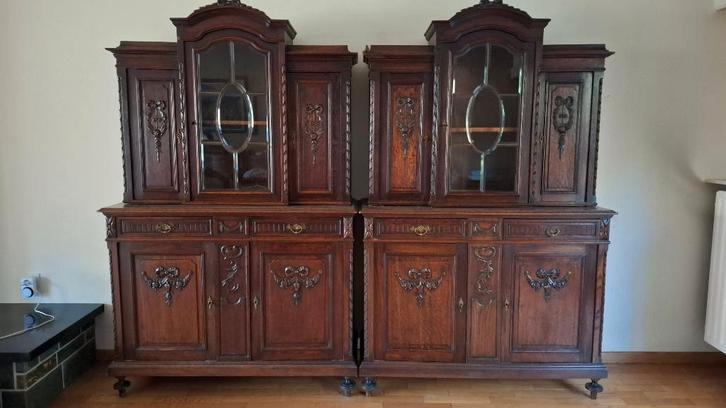 Buffetkasten Antiek - 2 stuks, Huis en Inrichting, Kasten | Buffetkasten, Gebruikt, 150 tot 200 cm, 100 tot 150 cm, 25 tot 50 cm
