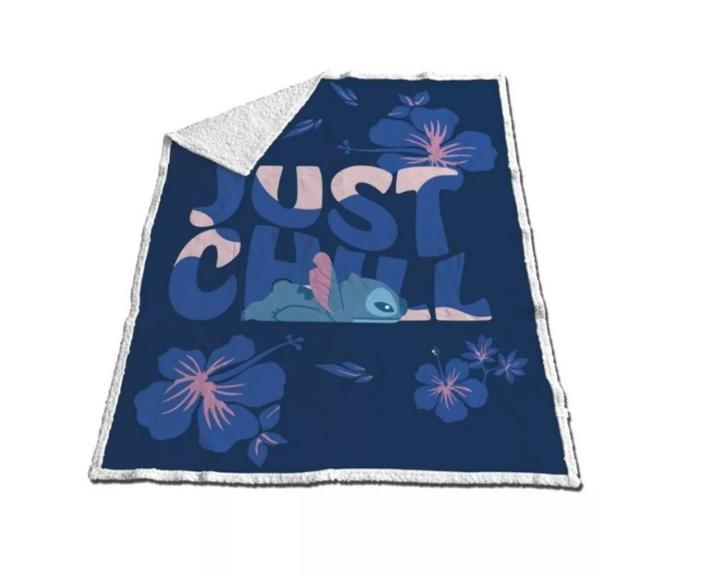 Stitch Fleece Deken Sherpa - Disney Woondeken Blauw, Kinderen en Baby's, Kinderkamer | Beddengoed, Nieuw, Deken of Dekbed, Blauw