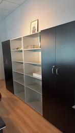 Kasten bureau zwartbruin hout en lichtgrijs, Huis en Inrichting, Ophalen, Gebruikt, 50 tot 100 cm, 150 tot 200 cm