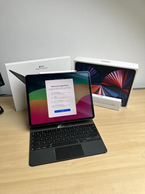 iPad Pro 12.9 M1 128 GB + Magic Keyboard + Potlood 2e genera, Computers en Software, Apple iPads, Apple iPad Pro, Wi-Fi, 128 GB