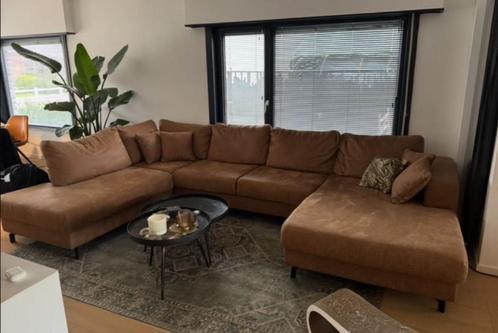 Hoeksalon cognac, Huis en Inrichting, Zetels | Zetels, Gebruikt, Hoekbank, Vierpersoons of meer, 300 cm of meer, 150 cm of meer
