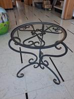 metalen tafeltje met glazen blad, Antiek en Kunst, Ophalen