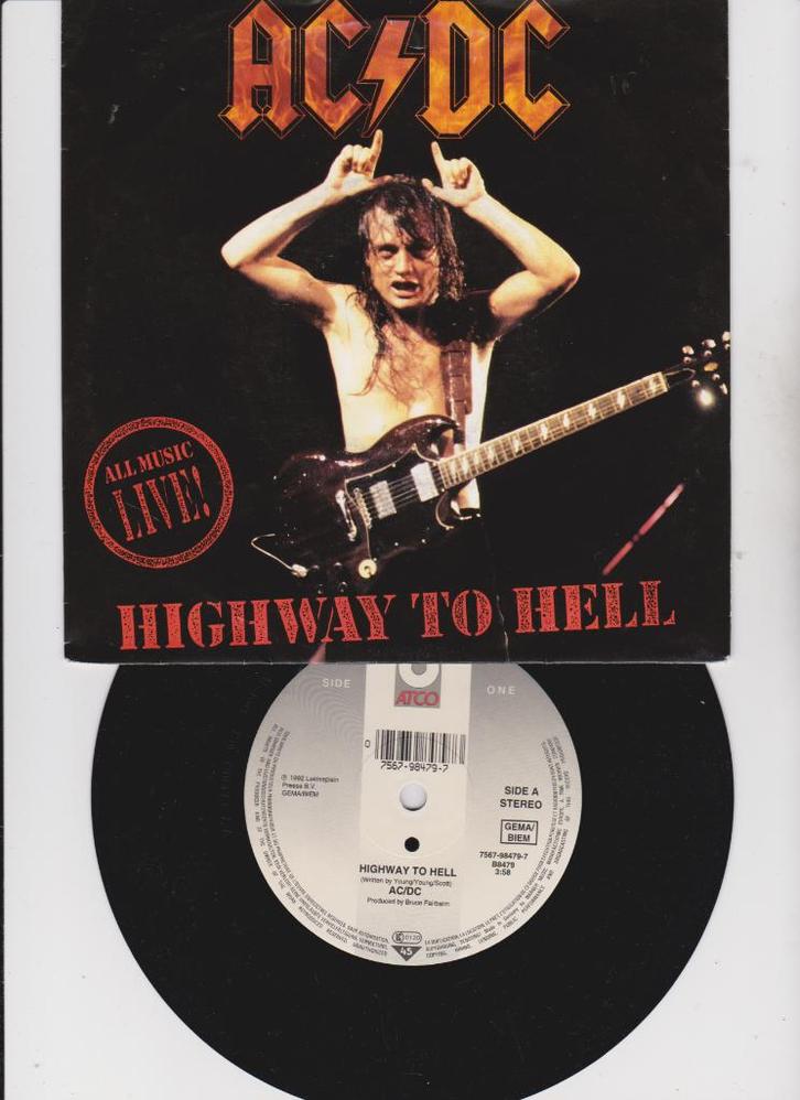 AC/DC – Highway To Hell  1992 Hard Rock  Perfecte staat, Cd's en Dvd's, Vinyl Singles, Zo goed als nieuw, Single, Rock en Metal