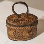 Zeer oude snuifdoos (snuifdoos) in hout en leer, Antiek en Kunst, Verzenden