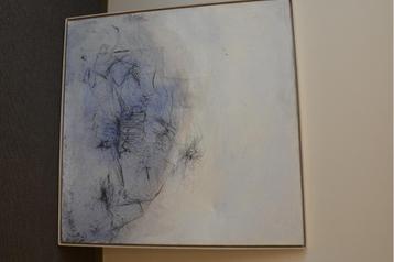 olieverfschilderij 'Abstract in blauw-grijs-tinten' beschikbaar voor biedingen
