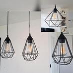 Industriële hanglamp (1) + (3) - zwart metaal, Huis en Inrichting, Ophalen, Zo goed als nieuw, Metaal