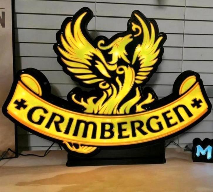 Prachtige Grimbergen lichtreclame met heldere LED., Verzamelen, Biermerken, Nieuw, Reclamebord, Plaat of Schild, Ophalen of Verzenden