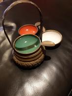 Vintage asbak 1960/70 koperen keramische mand 3 kleuren, Ophalen of Verzenden