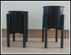 2 zwarte bloempotjes, Kunststof, Rond, Binnen, Ophalen of Verzenden