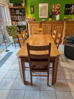 Massief Eik Eettafel - 200 x 90 cm. Met 6 stoelen, Enlèvement, Utilisé, Massief eik, Moins de 4 chaises
