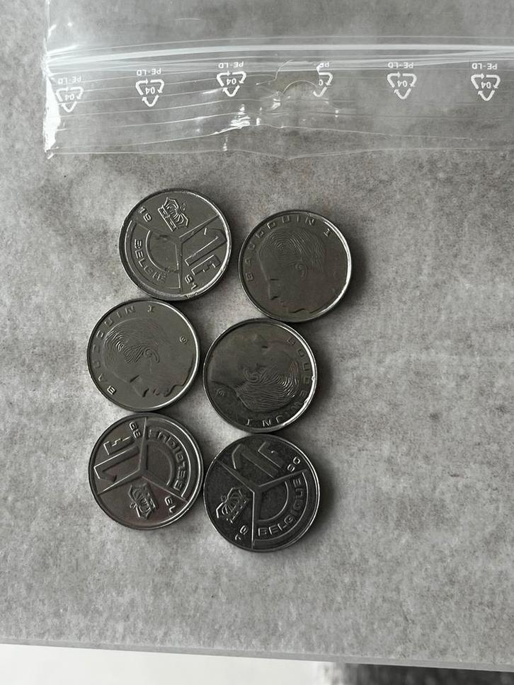 6x pièces de 1 franc belge (Boudewijn I — Années 80 et 90), Timbres & Monnaies, Monnaies | Belgique, Enlèvement