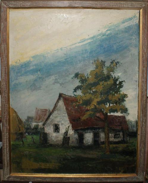 Hubert Foulon: Oude hoeve 1955 (49 x 60 cm), Antiquités & Art, Art | Peinture | Classique, Enlèvement ou Envoi