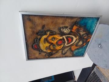 olieverf op houten paneel clown fernand demonseau 1975 beschikbaar voor biedingen