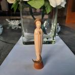 statuette de la Vierge sur socle en bois, signée, vintage, Antiquités & Art, Enlèvement ou Envoi