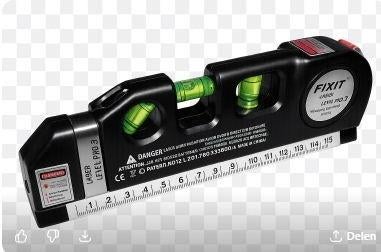 LASER WATERPAS FiXIT LEVELPRO 3 – MET ROLMAAT –NIEUW IN DOOS, Doe-het-zelf en Bouw, Meetapparatuur, Nieuw, Overige meters, Verzenden