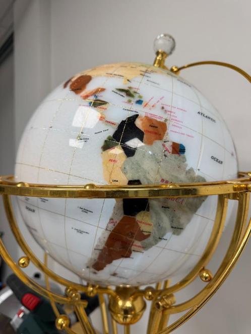Luxe wereldbol met marmeren inleg en verlichting, Huis en Inrichting, Woonaccessoires | Wereldbollen, Gebruikt, Verlicht, Ophalen