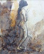 J. ABURA / NAAKTE JONGE VROUW / OLIEVERF KARTON / 47x40cm, Ophalen of Verzenden
