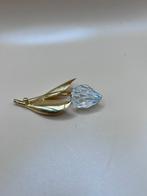 Broche tulp Swarovski, Handtassen en Accessoires, Broches, Ophalen of Verzenden, Zo goed als nieuw, Goud