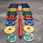 149 KG Olympische Grip Gewichten Set + Nieuwe Barbell 220cm, Sport en Fitness, Ophalen, Zo goed als nieuw