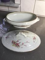 Porseleinen terrine met deksel – bloemenmotief & goudrand, Ophalen